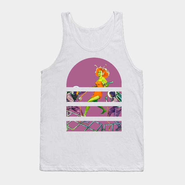 Alien Girl Green Retro Vintage Magic: Transforming Spaces with Fantasy, Sci-Fi, Art, and Comic Book Influences Tank Top by REVISTANGO